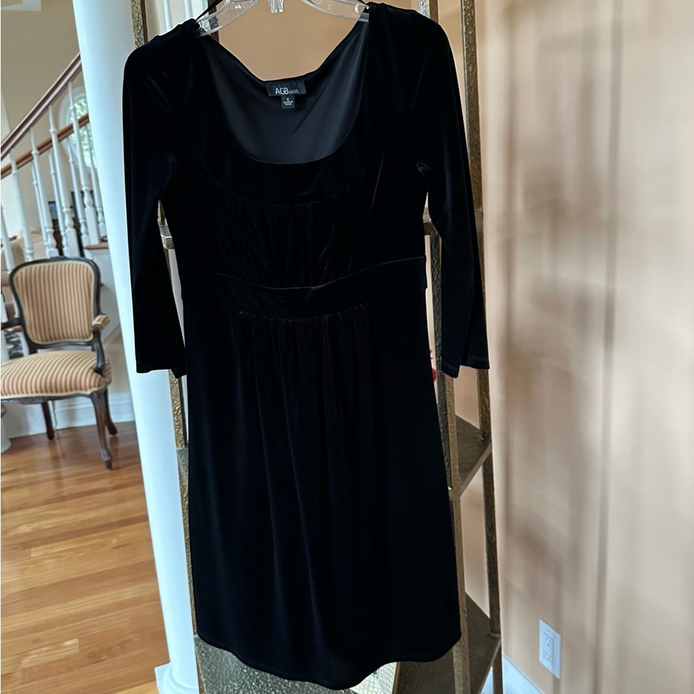 AGB Dress Vintage 90’s Baby Doll Black Velour Size 6